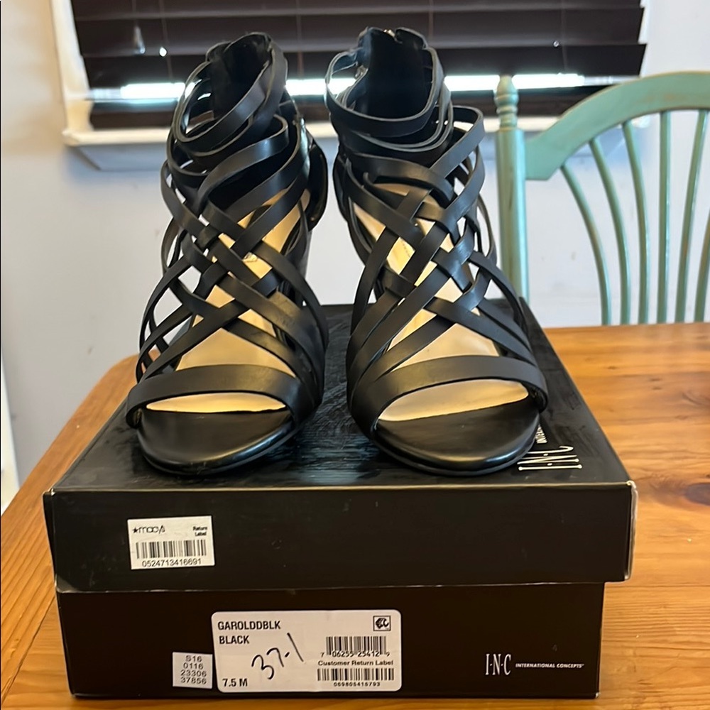 INC International Concepts Black Heeled Sandals